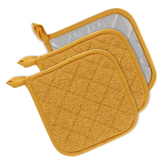 Design Imports Basic Kitchen Collection, Quilted Terry, Honey Gold, Potholder - Honey Gold